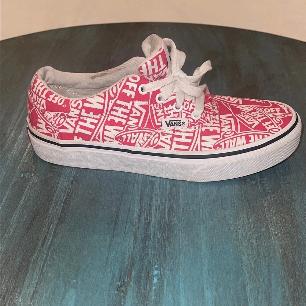 Vans Kids Graphic Red and White Sneakers, Size 2.5